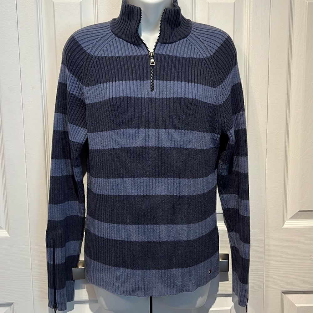 Tommy Hilfiger Blue Striped Pullover Sweater Size XL (fits more M-L)